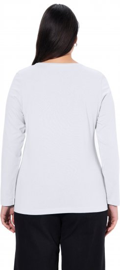 Ulla Popken Basic Round Neck Long Sleeve Slim Fit Cotton Tee Snow White - Φούστες - 