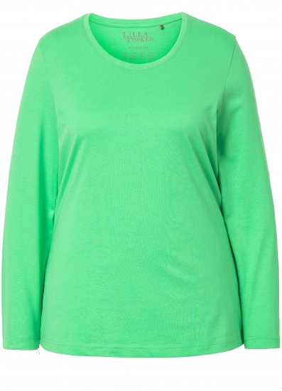 Ulla Popken Basic Round Neck Long Sleeve Slim Fit Cotton Tee Mint Green - Μπλουζάκια - 
