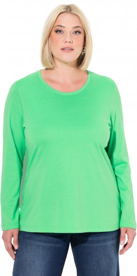 Ulla Popken Basic Round Neck Long Sleeve Slim Fit Cotton Tee Mint Green - Μπλουζάκια - 
