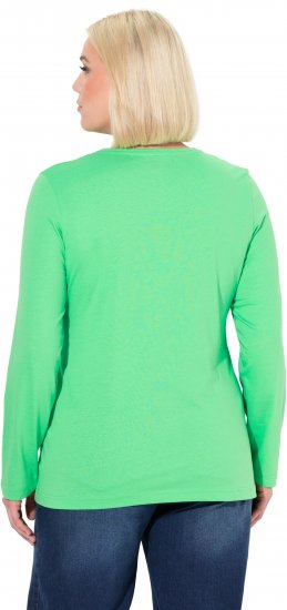 Ulla Popken Basic Round Neck Long Sleeve Slim Fit Cotton Tee Mint Green - Μπλουζάκια - 