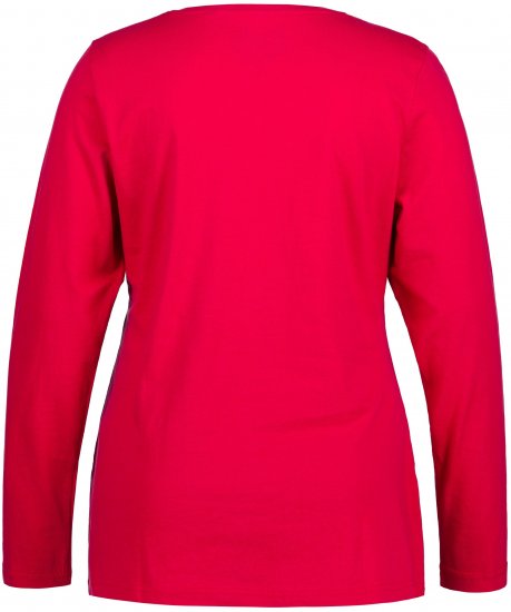 Ulla Popken Basic Round Neck Long Sleeve Slim Fit Cotton Tee Red - Μπλουζάκια - 