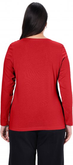 Ulla Popken Basic Round Neck Long Sleeve Slim Fit Cotton Tee Salsa Red - Μπλουζάκια - 
