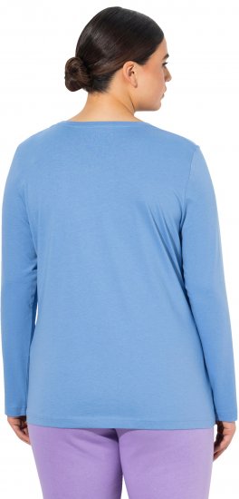 Ulla Popken Basic Round Neck Long Sleeve Slim Fit Cotton Tee Light Cornflower - Μπλουζάκια - 