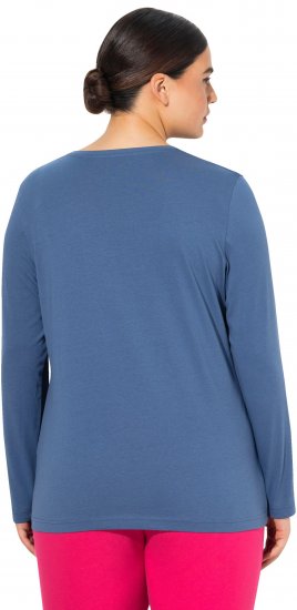Ulla Popken Basic Round Neck Long Sleeve Slim Fit Cotton Tee Ink Blue - Μπλουζάκια - 