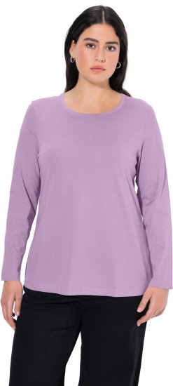 Ulla Popken Basic Round Neck Long Sleeve Slim Fit Cotton Tee Lavender - Μπλουζάκια - 