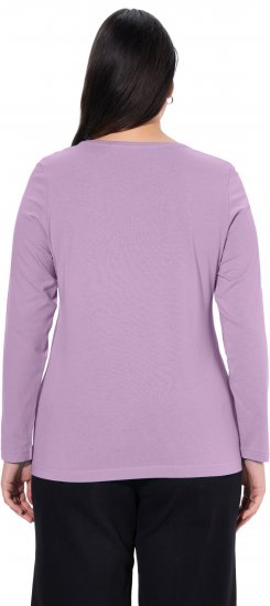 Ulla Popken Basic Round Neck Long Sleeve Slim Fit Cotton Tee Lavender - Μπλουζάκια - 