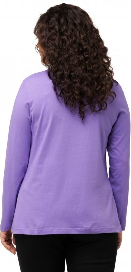 Ulla Popken Basic Round Neck Long Sleeve Slim Fit Cotton Tee Pale Lilac - Μπλουζάκια - 