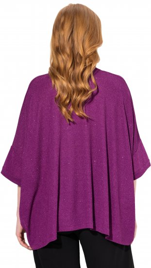 Ulla Popken Sparkling Draped Collared Tee Mulberry - Τυπωμένα T-shirts για γυναίκες - 