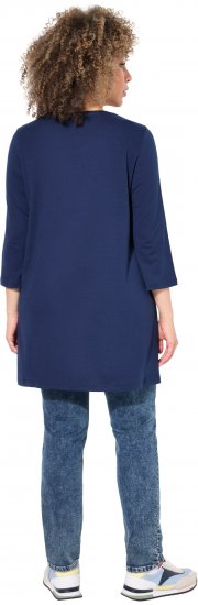Ulla Popken Floral Motif 3/4 Sleeve Tunic Tee Ink Blue - Τυπωμένα T-shirts για γυναίκες - 