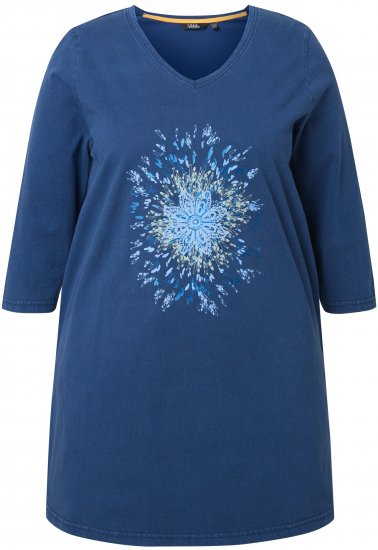 Ulla Popken Floral Print 3/4 Sleeve V-Neck Tee Mint Green - Τυπωμένα T-shirts για γυναίκες - 