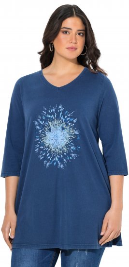 Ulla Popken Dandelion Short Sleeve Graphic Tee Ink Blue - Τυπωμένα T-shirts για γυναίκες - 