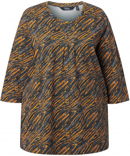 Ulla Popken Graphic Print 3/4 Sleeve Tee Neon Orange - Τυπωμένα T-shirts για γυναίκες - 