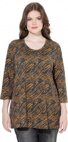 Ulla Popken Graphic Print 3/4 Sleeve Tee Neon Orange - Τυπωμένα T-shirts για γυναίκες - 