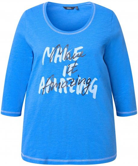 Ulla Popken Make It Amazing 3/4 Sleeve Graphic Tee Pacific Blue - Τυπωμένα T-shirts για γυναίκες - 