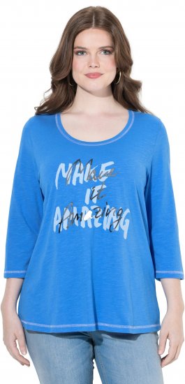 Ulla Popken Make It Amazing 3/4 Sleeve Graphic Tee Pacific Blue - Τυπωμένα T-shirts για γυναίκες - 