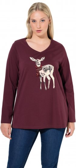 Ulla Popken Fawn Long Sleeve Graphic Tee Plum - Τυπωμένα T-shirts για γυναίκες - 