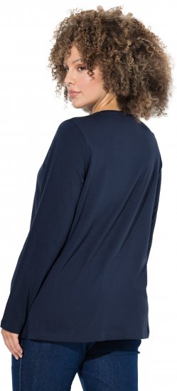Ulla Popken Holiday Long Sleeve Graphic Tee Navy Blue - Τυπωμένα T-shirts για γυναίκες - 