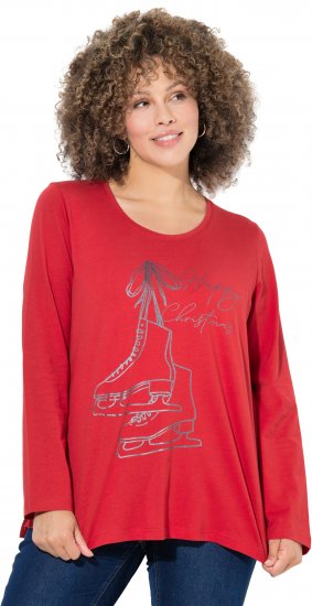 Ulla Popken Holiday Long Sleeve Graphic Tee Salsa Red - Τυπωμένα T-shirts για γυναίκες - 