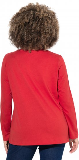 Ulla Popken Holiday Long Sleeve Graphic Tee Salsa Red - Τυπωμένα T-shirts για γυναίκες - 