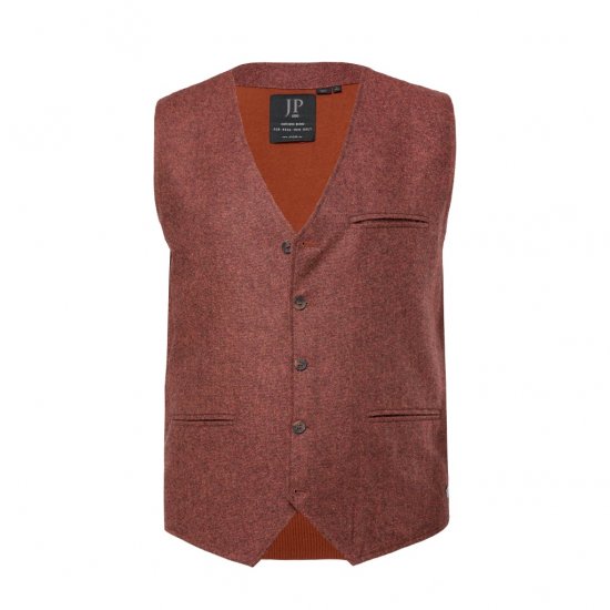 JP1880 Tweed Waistcoat Wool Brick Red - Αμάνικα μπουφάν - Γιλέκα σε μεγάλα μεγέθη