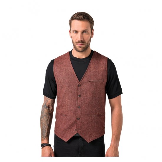 JP1880 Tweed Waistcoat Wool Brick Red - Αμάνικα μπουφάν - Γιλέκα σε μεγάλα μεγέθη