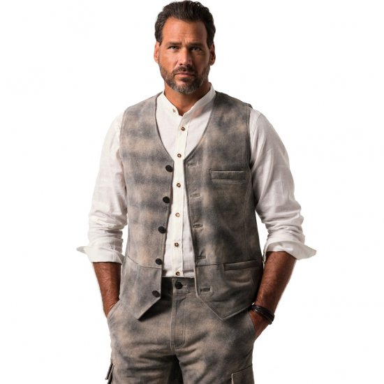 JP1880 Vest Traditional Cowhide Graphite Grey - Όλα τα ρούχα - Pούχα aνδρικά μεγάλα μεγέθη 2XL-14XL