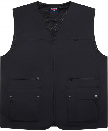Espionage JT126 Multi Pocket Utility Gilet Black - Αμάνικα μπουφάν - Γιλέκα σε μεγάλα μεγέθη
