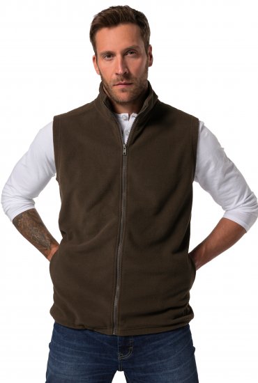 JP1880 Fleece Vest Stand-up Collar Brown - Μπουφάν - Aνδρικά μπουφαν μεγάλα μεγέθη
