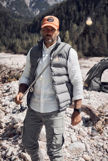 JP1880 Quilted Vest Outdoor Stand-up Collar Grey - Μπουφάν - Aνδρικά μπουφαν μεγάλα μεγέθη