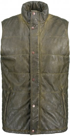JP1880 Quilted Gilet Vintage Leather Green - Μπουφάν - Aνδρικά μπουφαν μεγάλα μεγέθη