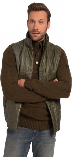 JP1880 Quilted Gilet Vintage Leather Green - Μπουφάν - Aνδρικά μπουφαν μεγάλα μεγέθη