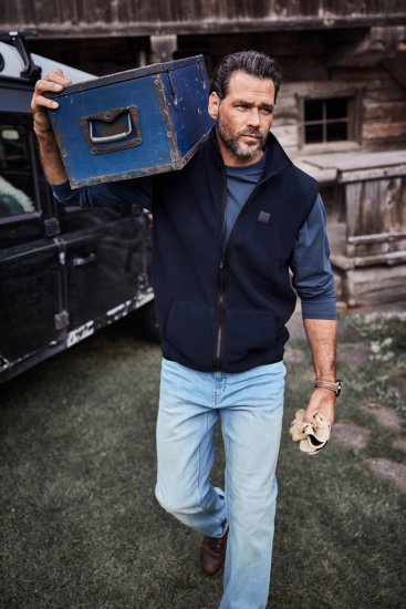 JP1880 Fleece Gilet Stomach Fit Navy - Μπουφάν - Aνδρικά μπουφαν μεγάλα μεγέθη