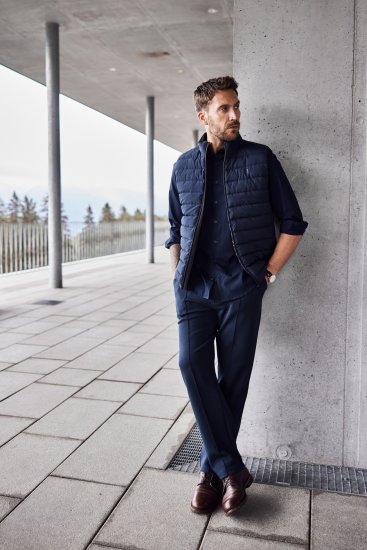 JP1880 Quilted Vest Techno Down Padding Navy - Μπουφάν - Aνδρικά μπουφαν μεγάλα μεγέθη