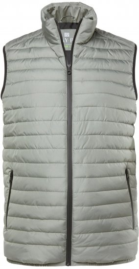 JAY-PI Lightly Quilted Vest with Stomach Fit Grey - Μπουφάν - Aνδρικά μπουφαν μεγάλα μεγέθη