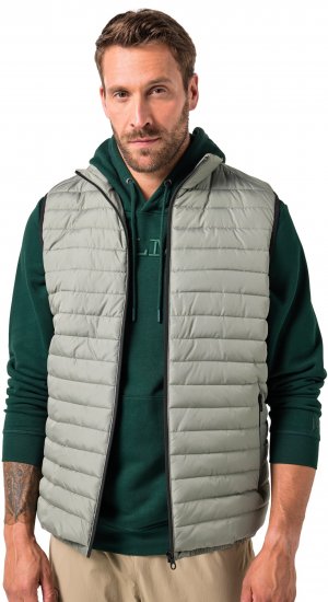 JAY-PI Lightly Quilted Vest with Stomach Fit Grey - Μπουφάν - Aνδρικά μπουφαν μεγάλα μεγέθη