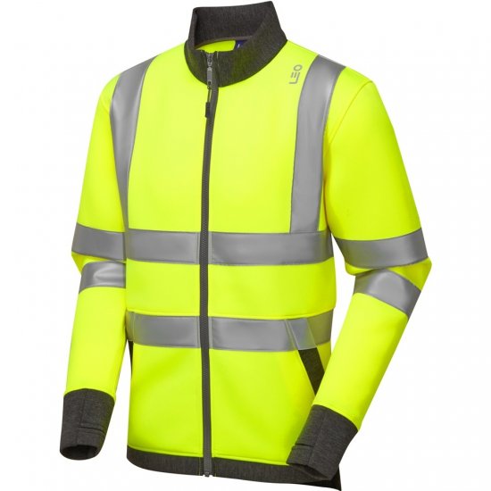 Leo Arganite Ecoviz Zipped Sweatshirt Hi-Vis Yellow - Ρούχα εργασίας - Aνδρικά ρούχα εργασίας μεγάλα μεγέθη