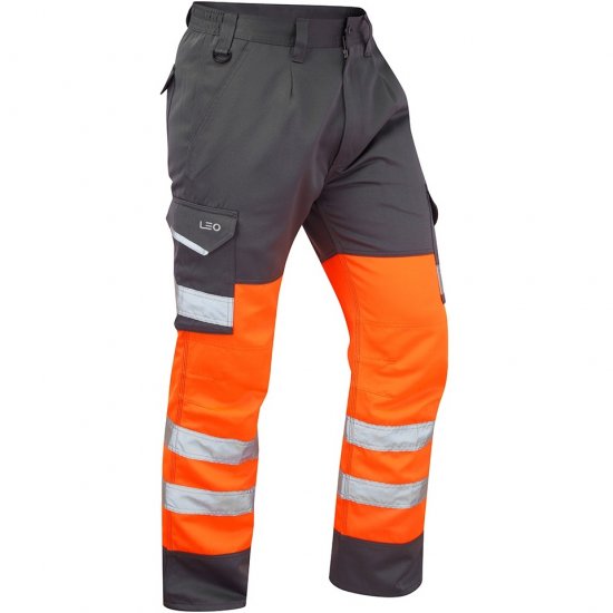 Leo Bideford Ecoviz Poly/Cotton Cargo Trouser Hi-Vis Orange/Grey - Ρούχα εργασίας - Aνδρικά ρούχα εργασίας μεγάλα μεγέθη
