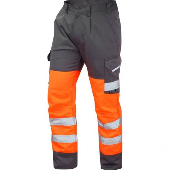 Leo Bideford Ecoviz Poly/Cotton Cargo Trouser Hi-Vis Orange/Grey - Ρούχα εργασίας - Aνδρικά ρούχα εργασίας μεγάλα μεγέθη