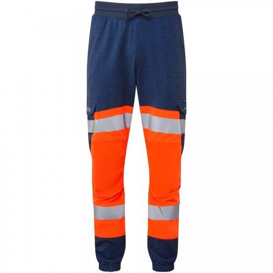 Leo Hawkridge Ecoviz High Performance 4X Stretch Trouser Hi-Vis Orange/Navy Print - Ρούχα εργασίας - Aνδρικά ρούχα εργασίας μεγάλα μεγέθη