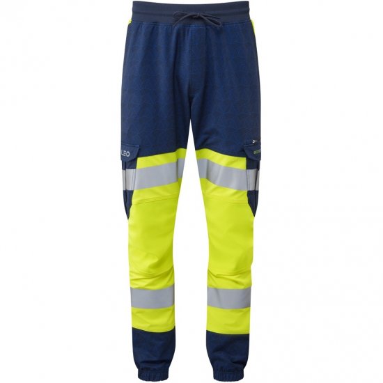 Leo Hawkridge Ecoviz High Performance 4X Stretch Trouser Hi-Vis Yellow/Navy Print - Ρούχα εργασίας - Aνδρικά ρούχα εργασίας μεγάλα μεγέθη