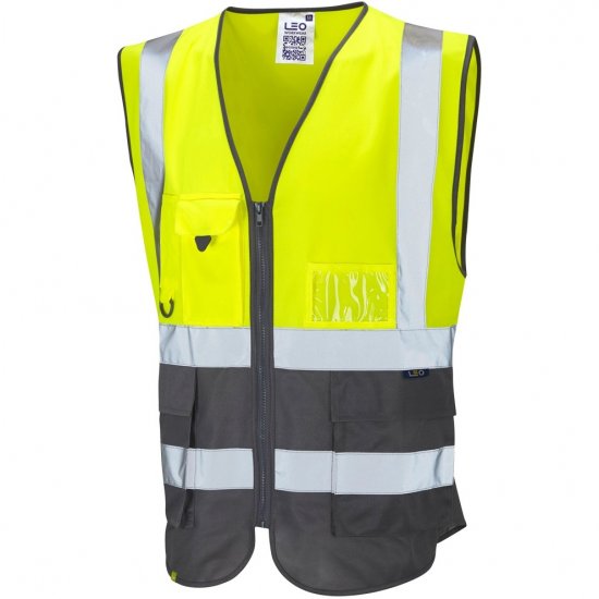 Leo Lynton Ecoviz Superior Waistcoat Hi-Vis Yellow/Grey - Ρούχα εργασίας - Aνδρικά ρούχα εργασίας μεγάλα μεγέθη