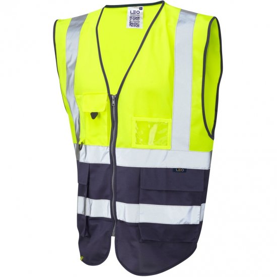 Leo Lynton Ecoviz Superior Waistcoat Hi-Vis Yellow/Navy - Ρούχα εργασίας - Aνδρικά ρούχα εργασίας μεγάλα μεγέθη
