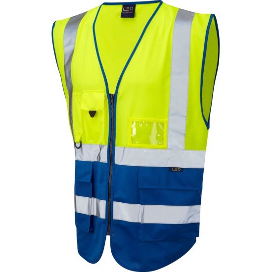 Leo Lynton Ecoviz Superior Waistcoat Hi-Vis Yellow/Royal Blue - Ρούχα εργασίας - Aνδρικά ρούχα εργασίας μεγάλα μεγέθη