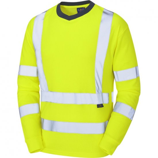 Leo Riverton Ecoviz Comfort Sleeved T-Shirt Hi-Vis Yellow - Ρούχα εργασίας - Aνδρικά ρούχα εργασίας μεγάλα μεγέθη