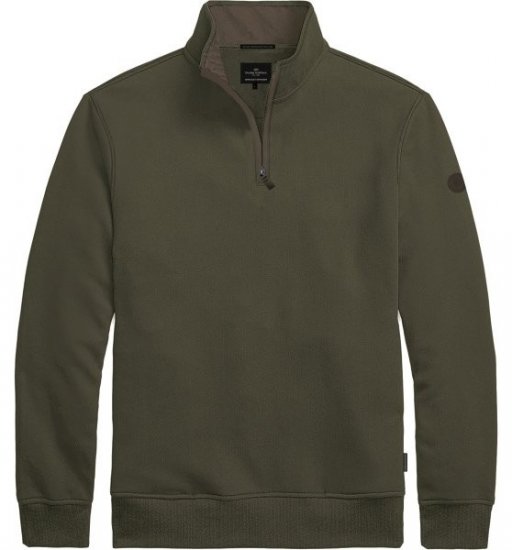Double Outfitters MTOP-1163 Φούτερ με μισό φερμουάρ Χακί - φούτερ/Φούτερ με κουκούλα - φούτερ/Φούτερ με κουκούλα ανδρικά μεγάλα μεγέθη 