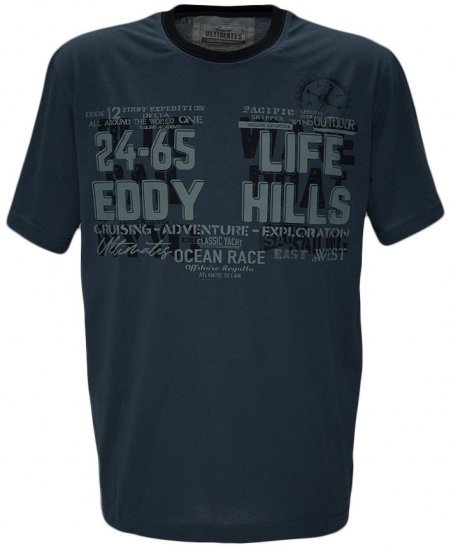 EDDY HILLS Life T-shirt Navy - Μακό μπλουζάκια - Aνδρικά μπλουζεσ μεγάλα μεγέθη