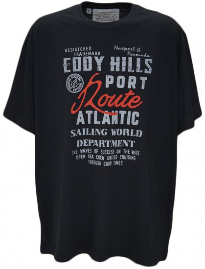 EDDY HILLS Atlantic T-shirt Black - Μακό μπλουζάκια - Aνδρικά μπλουζεσ μεγάλα μεγέθη