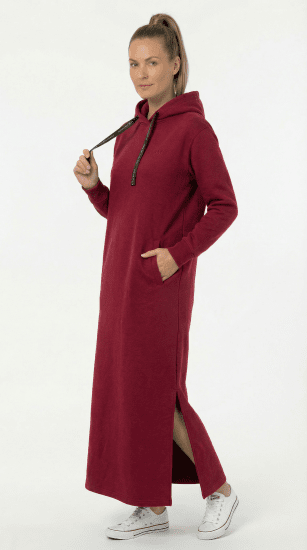 Nora Mikken MARTINA Maxi Hoodie Dress Burgundy - ΓΥΝΑΙΚΕΊΑ ΡΟΎΧΑ XS-XXL - 