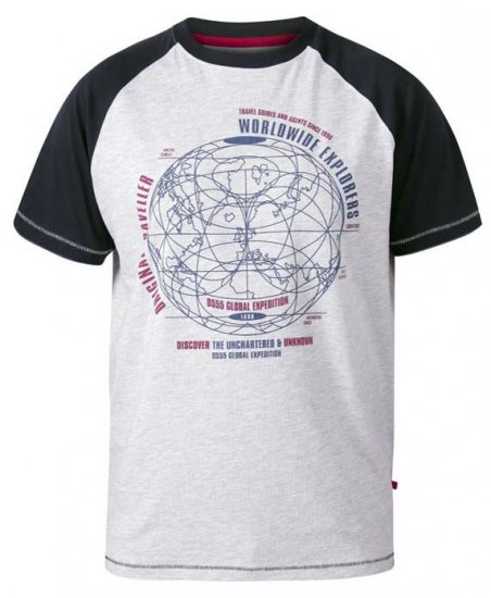 D555 Obama Worldwide Explorers T-Shirt Off White Marl - Μακό μπλουζάκια - Aνδρικά μπλουζεσ μεγάλα μεγέθη