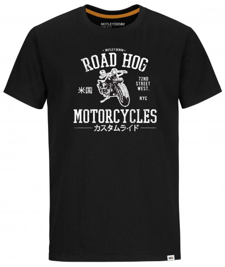 Motley Denim Oldham T-Shirt White on Black - Μακό μπλουζάκια - Aνδρικά μπλουζεσ μεγάλα μεγέθη